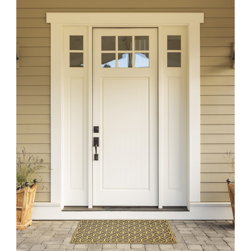 DII Rubber Doormats Collection All Weather, 18x30, Gold Double Ring