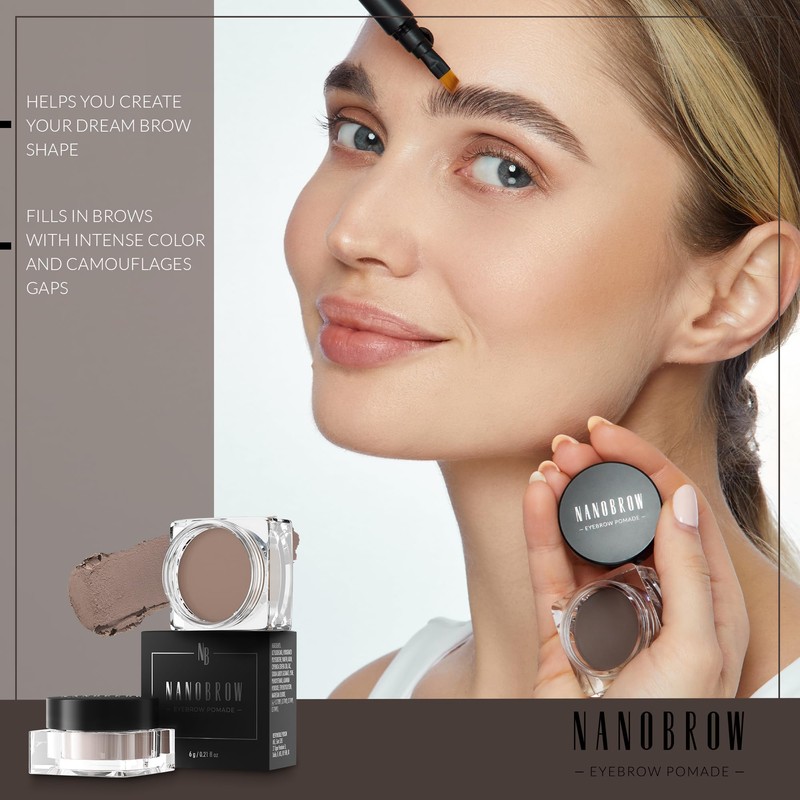 NANOBROW Eyebrow Pomade Medium Brown - Waterproof, Colouring Pomade. Precise