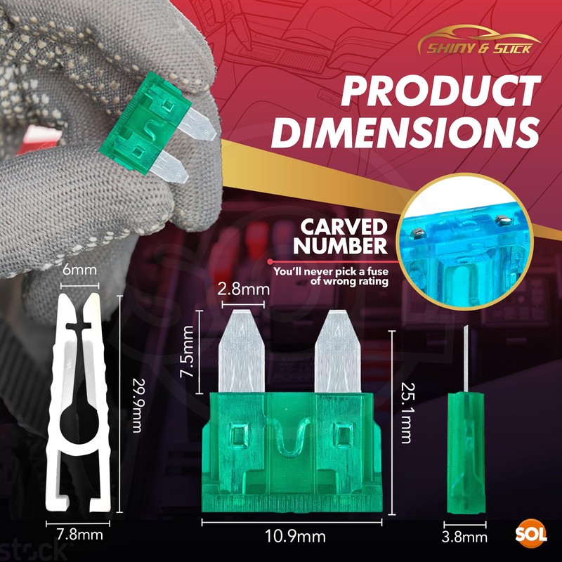 SOL 120pk Assorted Car Micro Fuses, Zinc Alloy Blades with