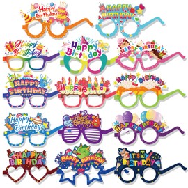 HOWAF 28 Happy Birthday Party Glasses, Happy Birthday Paper Party Glasses, Birthday Party Glasses, Fun Glasses, Adults, Children, Photo Props, Birthday Photo Box, Accessories, Birthday Decoration
