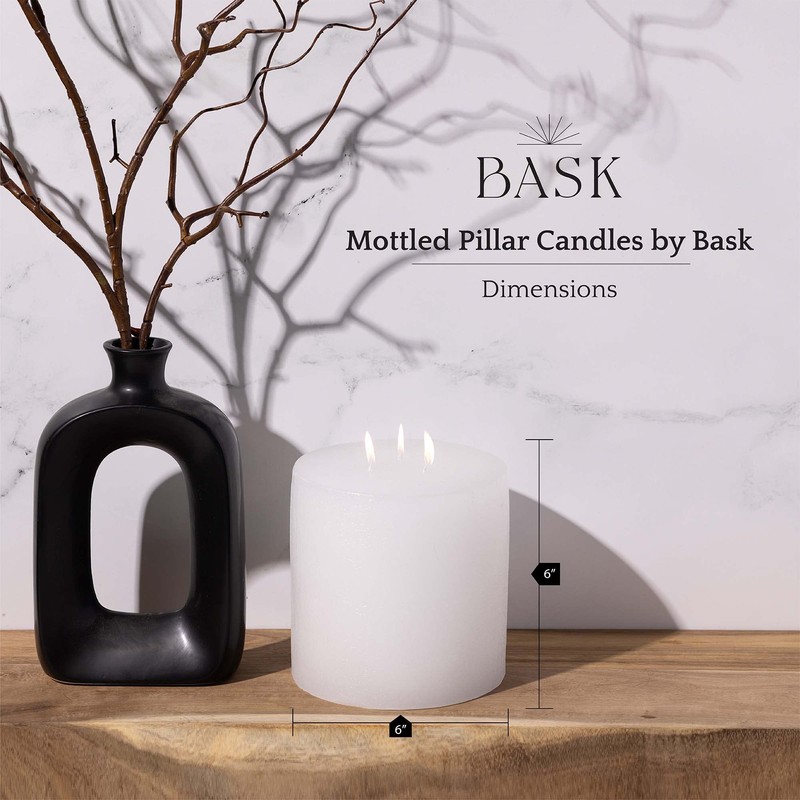 Bask Large Mottled Pillar Candles - Unscented - 6-Inch Diameter