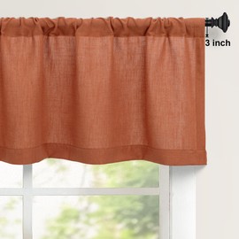 DANCURTON Terracotta Boho Valance for Windows Kitchen Living Room Valance Pocket Boho Farmhouse Western Bathroom Small Window Treatment Semi Sheer Curtain Valance for Bedroom Laundry Rust Burnt Orange