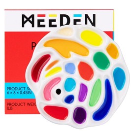 MEEDEN 18-Well Porcelain Artist Paint Palette, Mixing Art Ceramic Palette for Watercolor Gouache Acrylic Oil Painting, Rectangle 8 by 5-1/2-Inch - Size: Rose Shape