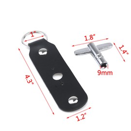 Dnyta 2 Pack T-Shaped Drum Tuning Key with Leather Key Chain Drum Adjusting Accessory Wrench Drum Kit Universal Tool-Black