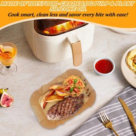 Healife 100Pcs Backpapier für Heißluftfritteuse ninja af300eu af400eu, Airfryer Backpapier für dual zone air fryer, Rechteckig für 7,5-10l, Passend für Princess und andere