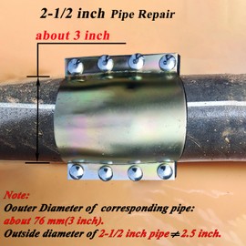 Water Pipe Repair Clamp for 2-1/2 inch Pipe(Outer Diameter of Pipe is 3 inch),Leak Sealer for Pipes and Plumbing,Length 7.3 inch,Suitable for Steel Pipe,Iron Pipe and PE/PPR Pipes.