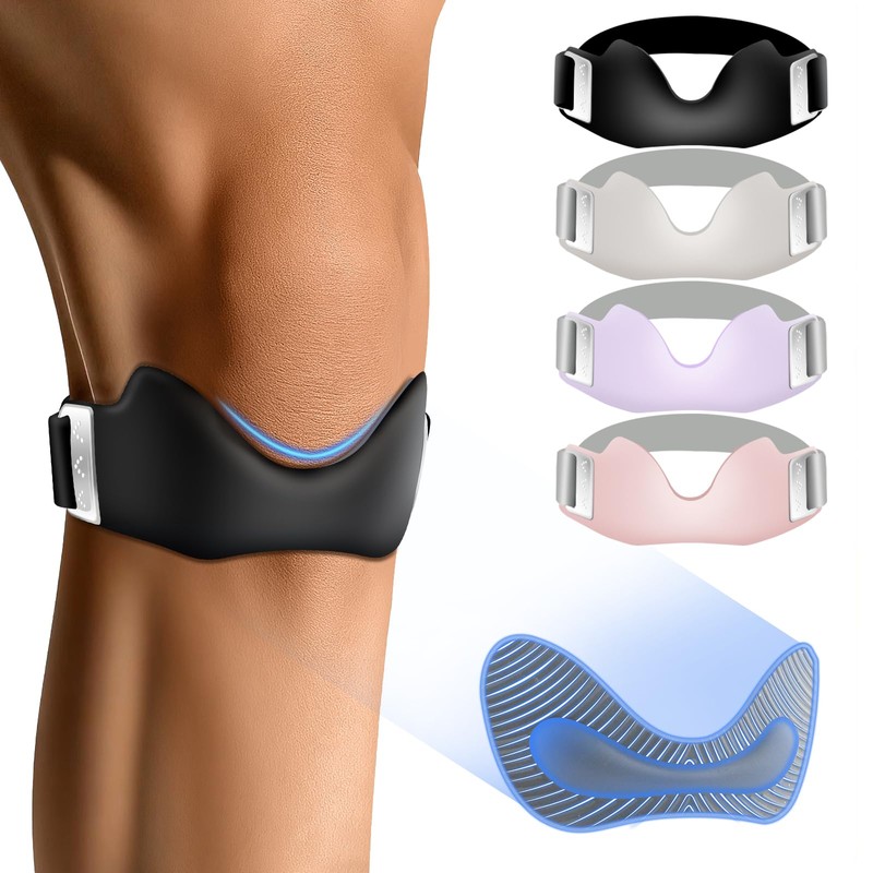 Silicone Patellar Tendon Support Strap, Adjustable Non-Slip Patella Band Stabilizer