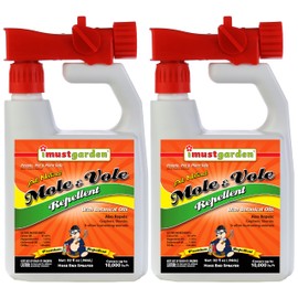 I Must Garden Mole & Vole Repellent Hose End Concentrate [2 Pack]: Professional Strength – Twice The Coverage – All Natural Ingredients – 32oz
