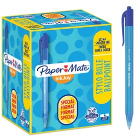 Paper Mate InkJoy 100RT Retractable Ballpoint Pens | Medium Point (1.0mm) | Blue | 100 Count