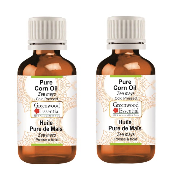 Greenwood Essential Pure Corn Oil (Zea Mays) Natural Therapeutic Quality Cold Pressed (Pack of Two) 100 ml x 2 (6.76 oz)
