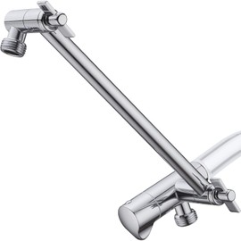TRUSTMI Adjustable Shower Arm Extension with Diverter, 10 Inch Arm to High Rise or Lower Shower Head Combo Offset, Stainless Steel, Polished Chrome