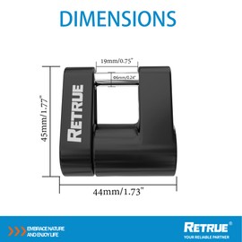 RETRUE Trailer Tongue Coupler Lock, Trailer Hitch Lock, Dia 1/4 Inch, 3/4 Inch Span for Tow Boat RV Truck Car's Coupler, Black and Silver