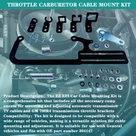 YzusGomumu 304147 EZ EFI Car Cable Mounting Kit Carburetor Throttle Cable Mount Bracket Steel Black Adjustable for Automatic Transmission TV Cables for GM 700R4 Transfer