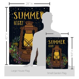 Breeze Decor FK106082-BO Night Lantern Summer Fun in The Sun Decorative Vertical Kit, House & Garden Flags Set w/Flagpole, Multi-Color