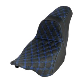 One-Piece Driver Passenger Seat Motorcycle 2-up Seat Fit for Harley Touring Electra Glide Road King Road Glide Street Glide 2009-2023 (Blue Stitching)