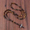 Unbranded Catholic Christ Hematite Cross Charm Tiger Eye Obsidian Mala