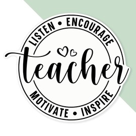 Azeeda 'Teacher Motivational Quote' White Premium Vinyl Decal Sticker – Waterproof, Durable & Easy to Apply - Ideal for Car Bumpers, Windows, Bins and More (DW00169341)