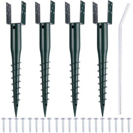 27inch No Dig Ground Screw Anchor Spike – U Shaped Post Stake for Mailbox and Fence, Includes Lag Bolts & Rebar, Fits Standard 4x4 (3.5" X 3.5" Inch) Post. 4 Pack