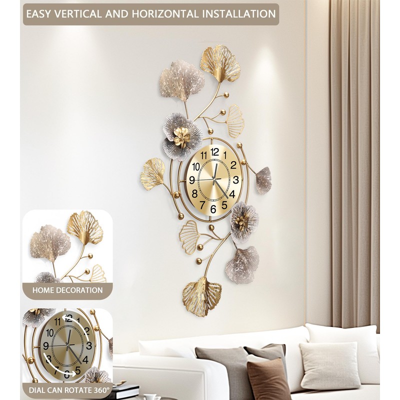 JXQXYN Clocks for Living Room, Large Wall Clock, 3D Silent