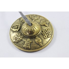 NHZ Tingsha Tibetan Meditation Bell 2.5" Embossed with free case (Brass)