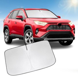 YIZHUOMY Front Windshield Sun Shade Compatible with Toyota RAV4 2019 2020 2021 2022 2023 2024 2025, Sun Visor Protector Blocks UV Rays Sunshade for RAV4 Foldable Interior Accessories