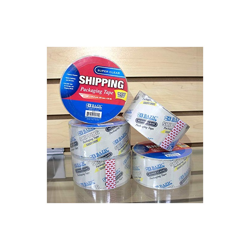 Bazic 1.88" X 49.9 m cinta de embalaje Super Clear