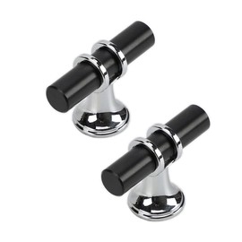 Dreneco 2 Pack Drawer Knobs Zinc Alloy Cabinet Knobs Cupboard Knobs T Bar Handles (Single Hole, Black+Chrome)