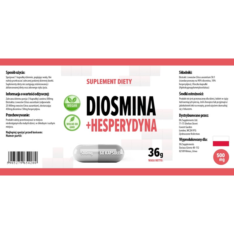 Hepatica Diosmin Hesperidin 500mg 60 Vegan Capsules, 3rd Party lab
