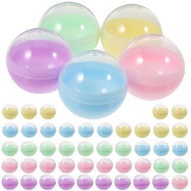 BESPORTBLE 50 capsule rotonde ricaricabili, palline di plastica colorate per macchine automatiche, palline giocattolo fai da te per feste dei bambini, diametro 50 mm, colori trasparenti