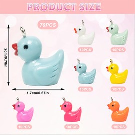 70 PCS Duck Charms for Jewelry Making, Mini Resin Duck DIY Duck Pendants with Screw Eye Pin, Duck Beads for Bracelets for Bracelet Necklace Earrings Keychain Crafts, Resin, mainly resin and steel