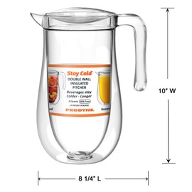 Prodyne Prodyne Stay Cold Double Wall Insulated 64 oz. Pitcher with Lid, BPA Free SAN
