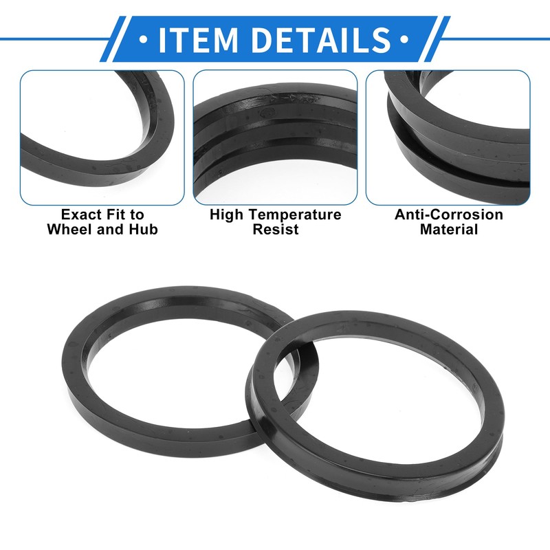 VekAuto 93.1mm to 78.1mm Car Wheel Hub Centric Rings Black