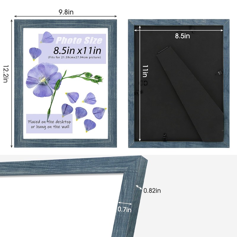 Frametory, 8.5x11 Picture Frame with Glass, Tabletop & Wall Horizontal
