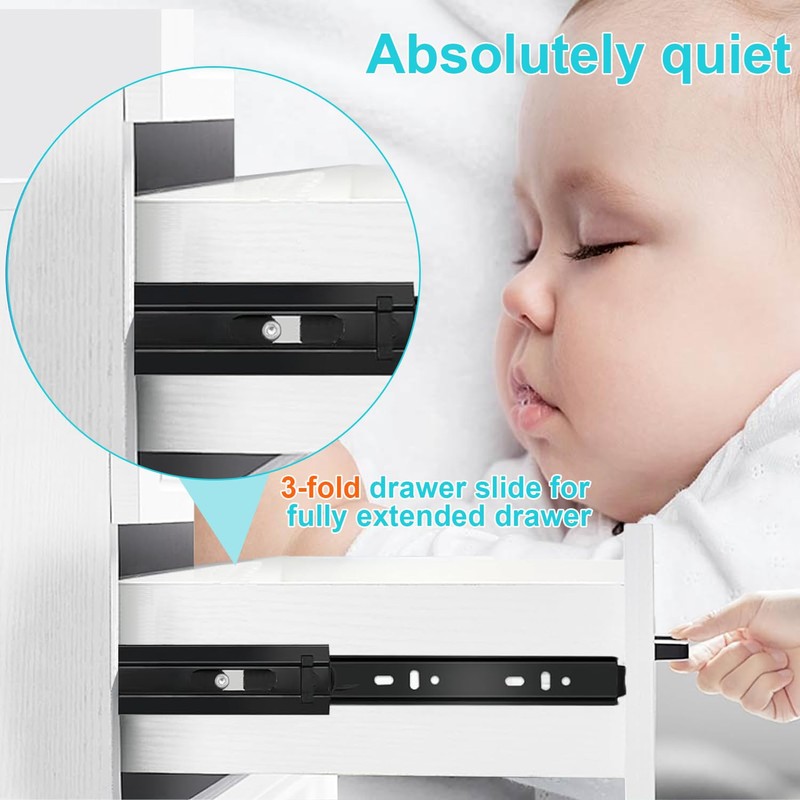 11 inch Drawer Slide Full Extension Triple-Fold Ball Bearing Drawer