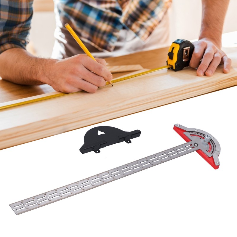 Woodworker Edge Ruler Protractor Portable Stainless Steel Angle Measuring Tool