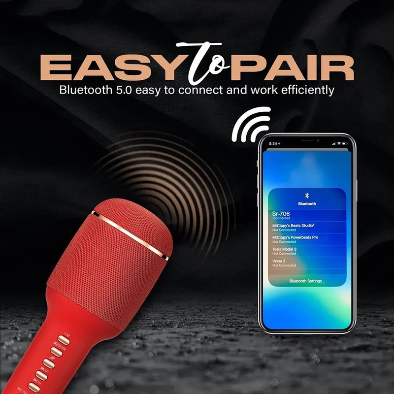 ELLENNE Karaoke Bluetooth Microphone with Speaker for Adults - Voice