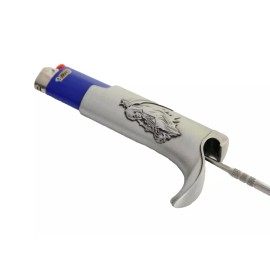 Retro Cowboy Boot Metal Lighter Case & Bottle Opener - Silver Grim Reaper Design