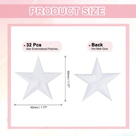 sourcing map 32Pcs Iron on Star Patches, Sew on Star Embroidered Patches, Decorative Repair Patch Applique for DIY Crafts Backpacks Bags Hats Clothes, 45mm White