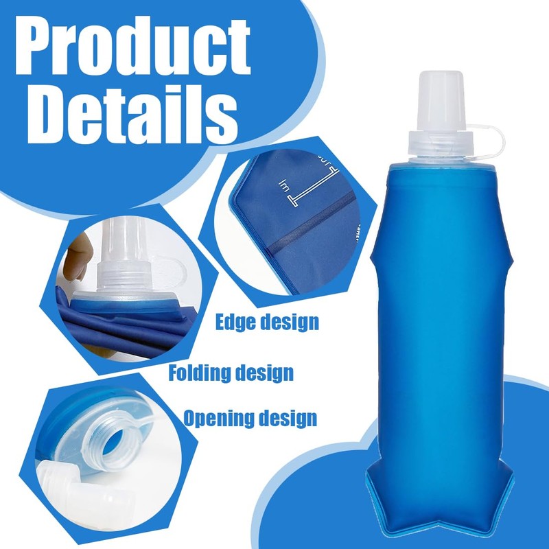 GNHG Pack of 2 Silica Gel Foldable Drinking Bottles, Running