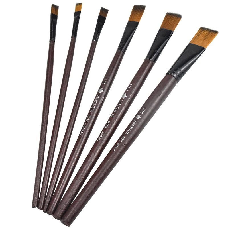 Bezavea 6 Piece Professional Nylon Paint Brush Set for Oil,
