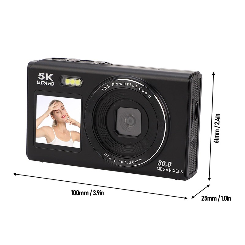 Generic 5K Digital Camera, 80MP Double Screen WiFi Camera 18x