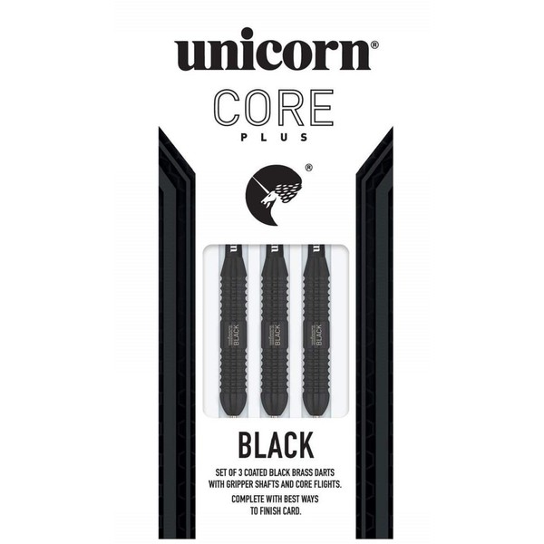 Unicorn Core Plus Win 24 Gram Darts - Black/Brass Set of 3-24 Grams