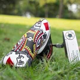 BAIRBRE Golf Head Covers,Poker Diamond King 3 Wood Headcover Golf Driver Cover Fariway Wood Headcover Hybrid Head Covers Blade Putter Cover Mallet Putter Haedcovers Golf Club Covers for Most Brand