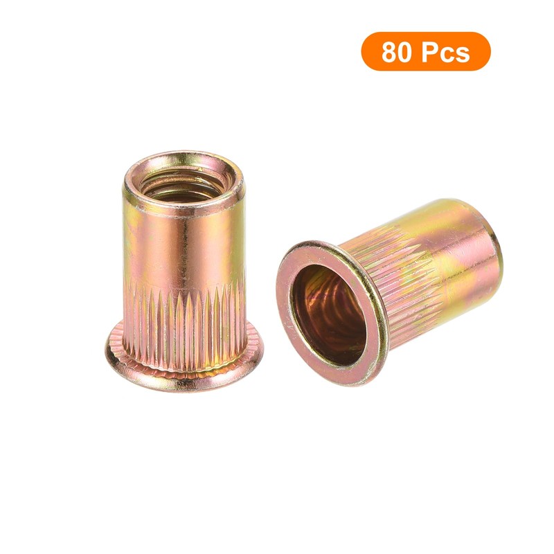 sourcing map 80Pcs Rivet Nuts Flat Head, M8-1.25 Carbon Steel