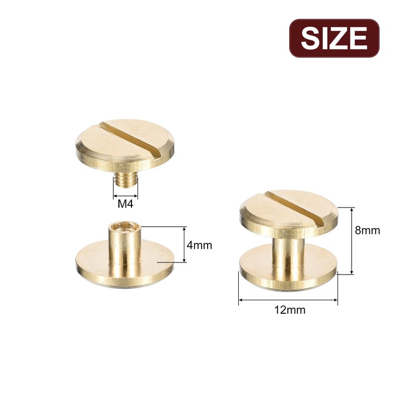 sourcing map 20Pack Brass Chicago Screws, 4x12mm Flat Head Screw