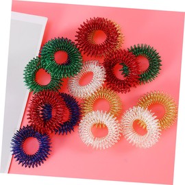 Ipetboom 15pcs Spiky Sensory Acupressure Finger Rings Stress Reduction Hand Fidget for Adults Promotes Focus Attention Red Blue Green Gold Silver Each Color