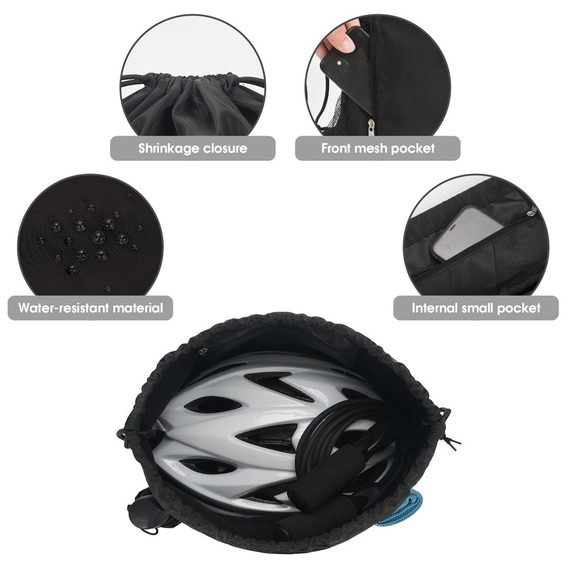Drawstring Backpack Sports Gym Sackpack with Mesh Pockets Water Resistant