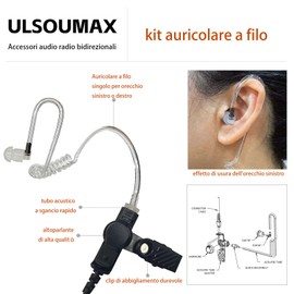 ULSOUMAX Air Acoustic Tube Headphones Compatible with Motorola SL300 SL1600 SL2600 SL4000 SL7550 DLR110 SL1K SL1M Digital Radio Headphones with PTT Button