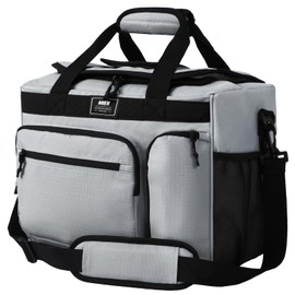 MIER 30L Extra Large Soft Cooler Bag with Bottle Opener for Camping Beach BBQ Grocery Golf Leakproof Picnic Lunch Bag, Collapsible, Top Flip Lid, 45Can (Grey)