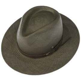 LIERYS Forest Traveller Panama Hat Women/Men (55-64 cm) - Handmade in Ecuador - Traveller Hat Made of Panama Straw - Panama Straw Hat with Leather Strap - Spring/Summer, olive